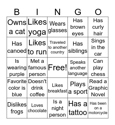 Human Bingo Card