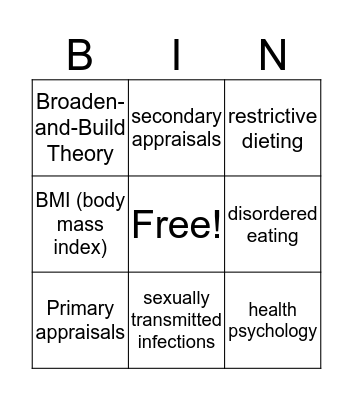 CH. 11 Health & Well Being Bingo Card