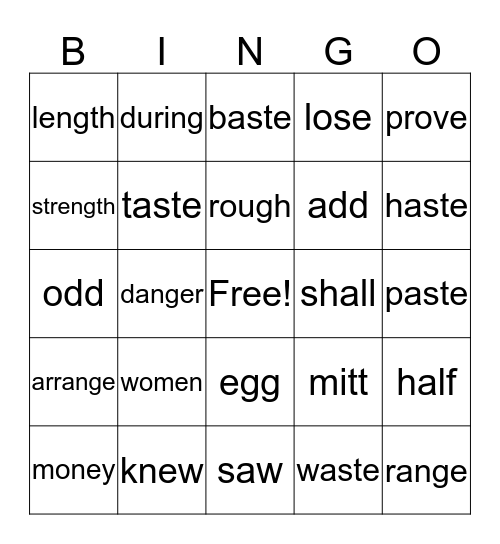 Barton Bingo Card