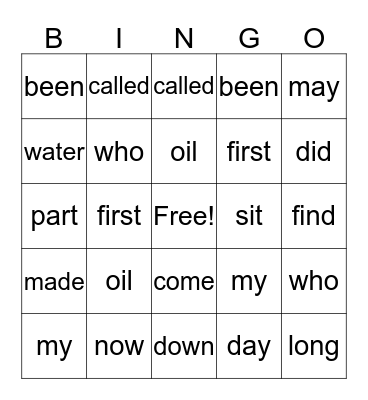 Sight Word Bingo (81-100) Bingo Card