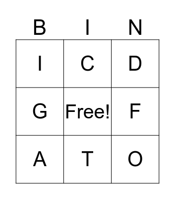 Letters Review Bingo Card