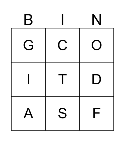 Letters Review Bingo Card