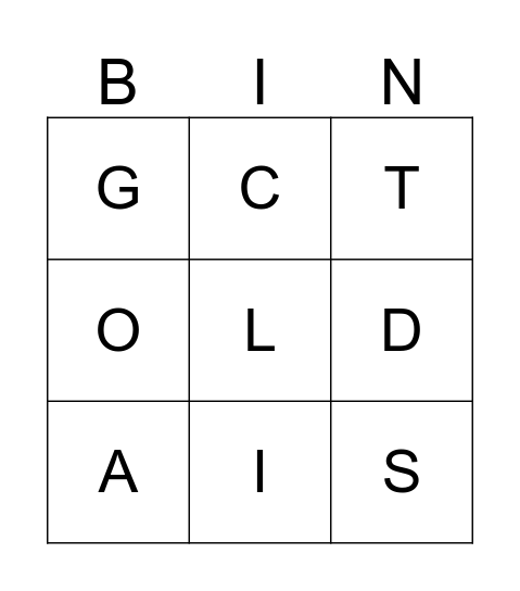 Letters Review Bingo Card