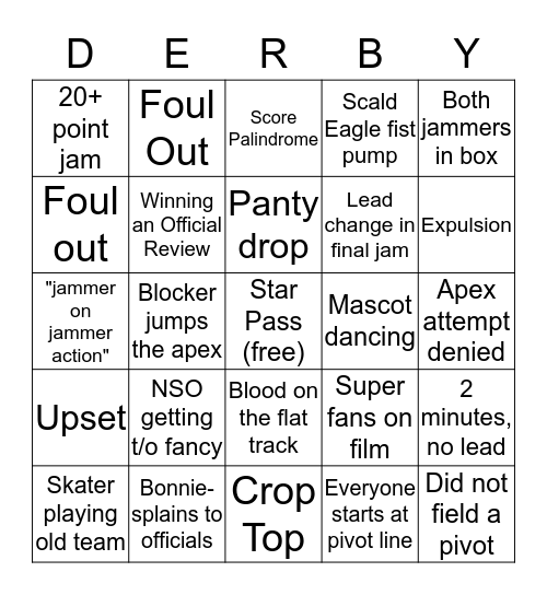 2018 Champs Bingo Card