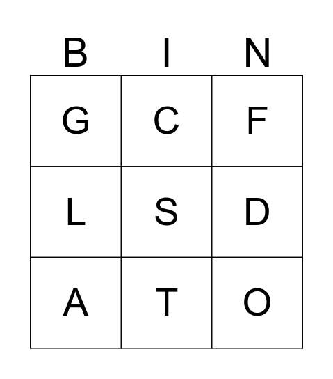 Letters Review Bingo Card