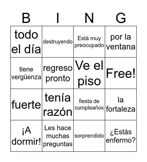 Chapters 6-8 Vocab Bingo Card
