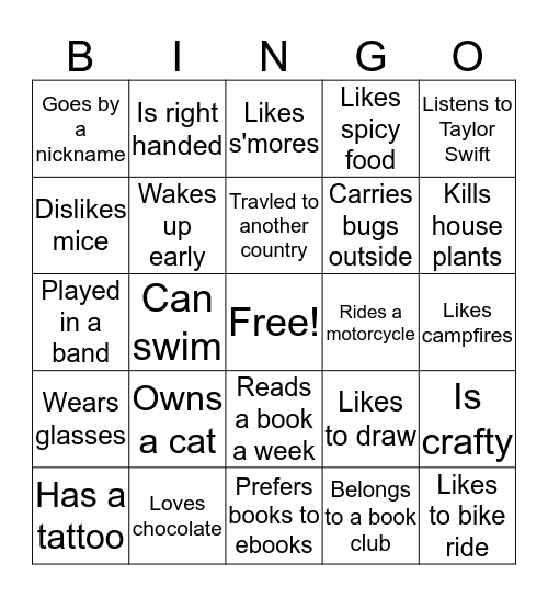 Human Bingo Card