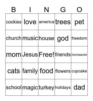 Gwyn Gwyn Bingo Card