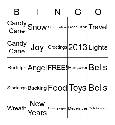 **HOLIDAY BINGO** Bingo Card