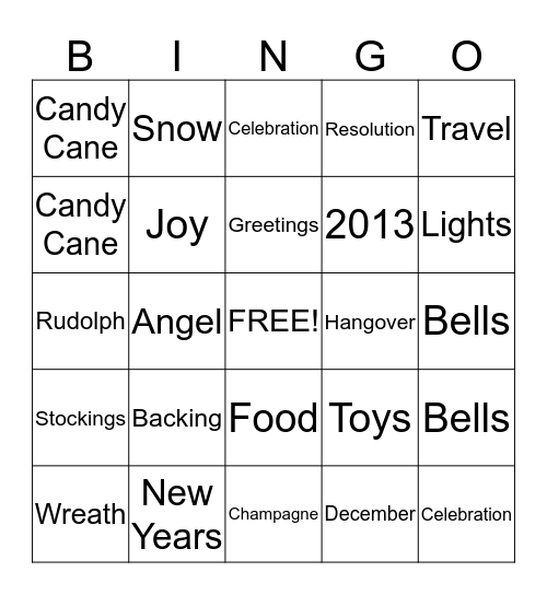 **HOLIDAY BINGO** Bingo Card