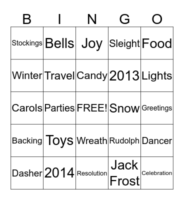 **HOLIDAY BINGO** Bingo Card