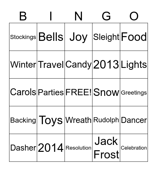 **HOLIDAY BINGO** Bingo Card