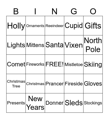 **HOLIDAY BINGO** Bingo Card