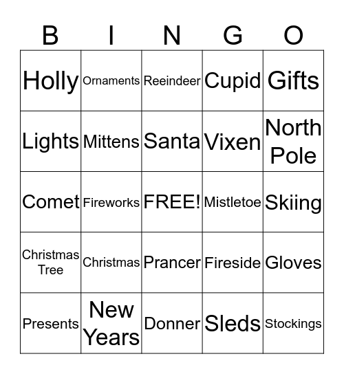 **HOLIDAY BINGO** Bingo Card