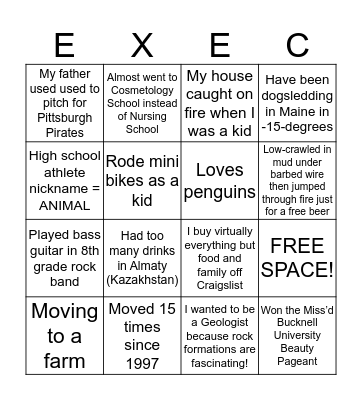 Centra Exec BINGO! Bingo Card