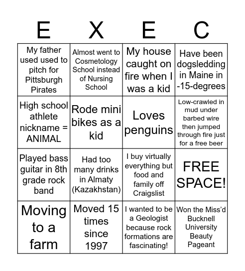 Centra Exec BINGO! Bingo Card