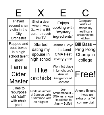 Centra Exec BINGO! Bingo Card
