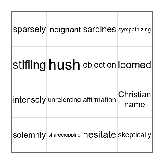 The Friendshp & the Gold Cadillac Bingo Card