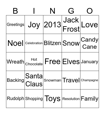 **HOLIDAY BINGO** Bingo Card