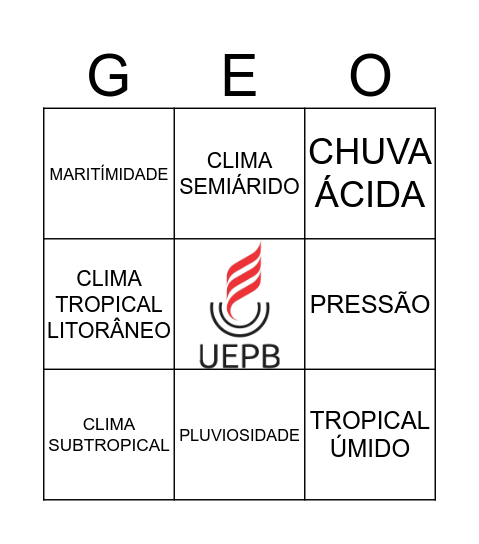 BINGO GEOCLIMÁTICO Bingo Card