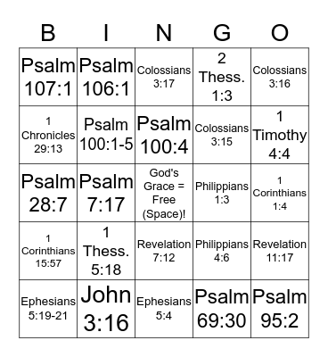 Thanksgiving Bible Bingo Card