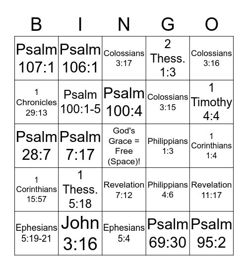 Thanksgiving Bible Bingo Card