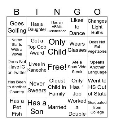 ONE Ala Moana Bingo Card