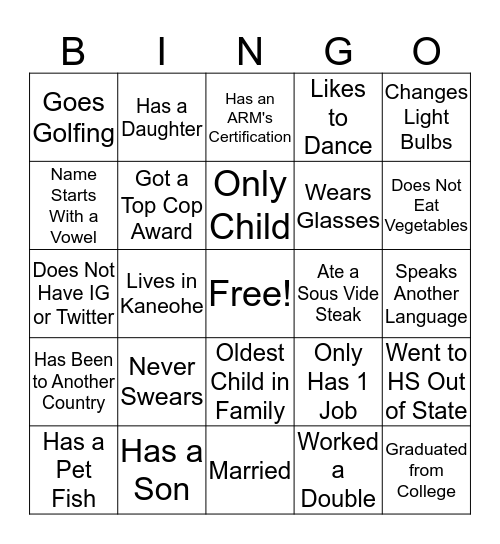 ONE Ala Moana Bingo Card