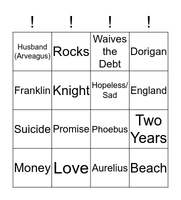 The Franklin's Tale Bingo Card