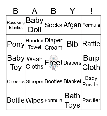 Baby Shower Bingo Card
