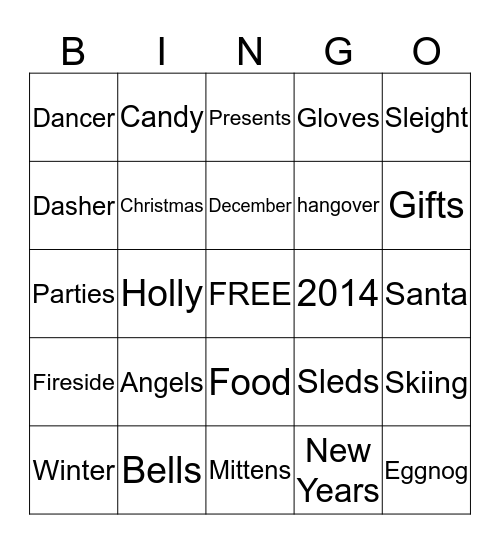 **HOLIDAY BINGO** Bingo Card
