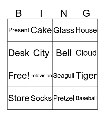 Guess My Word Bingo Card