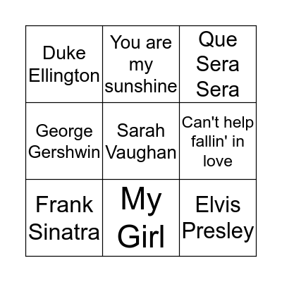 Musical Bingo Card