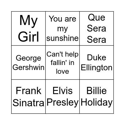 Musical Bingo Card