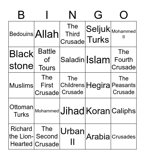 History bingo Card