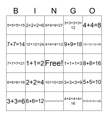 Fun With Arrays! Bingo Card