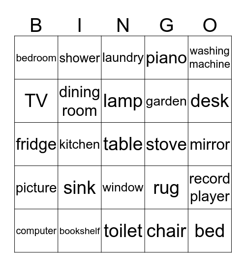 What a nice house! Bingo Card