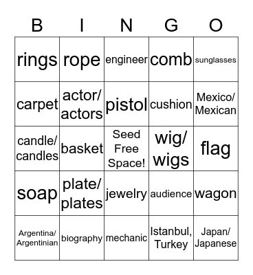 SM5b, Units 5-9, Vocabulary Review Bingo Card