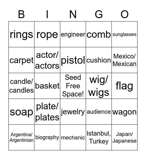SM5b, Units 5-9, Vocabulary Review Bingo Card
