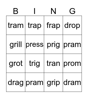 l & r blends Bingo Card
