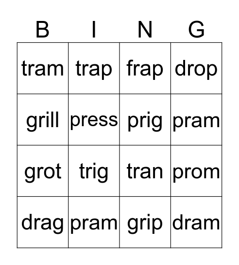 l & r blends Bingo Card