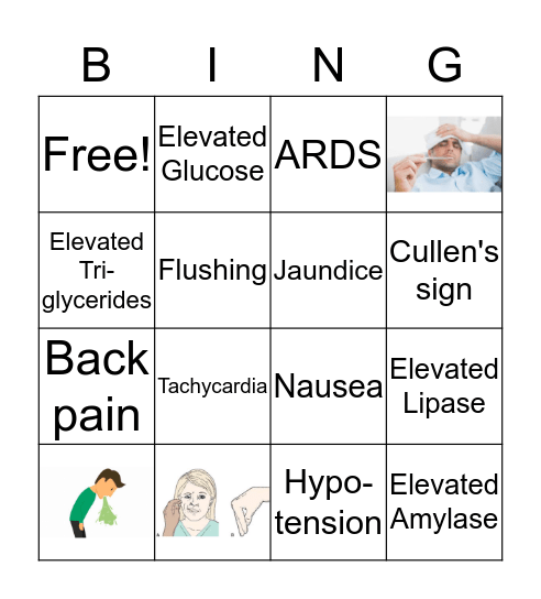 Pancreatitis Bingo Card