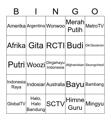Bingo-nya Elle! Bingo Card