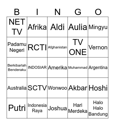 Aretha Chiara Arundaya. ♡ Bingo Card