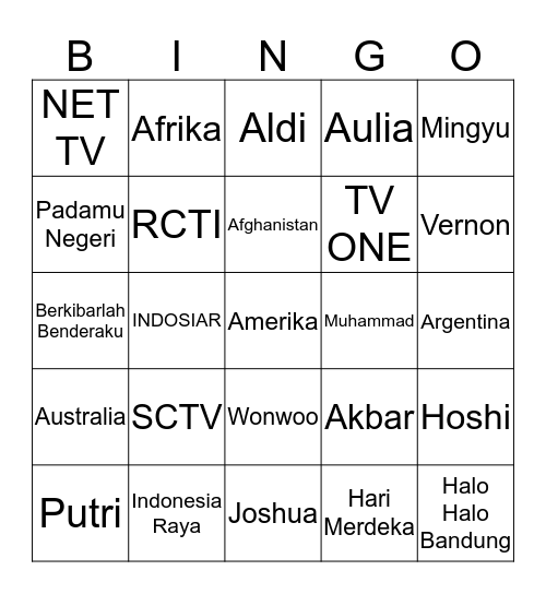 Aretha Chiara Arundaya. ♡ Bingo Card