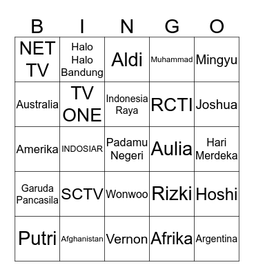 Aretha Chiara Arundaya Bingo Card