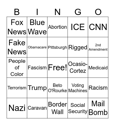 2018 Midterms Bingo Card