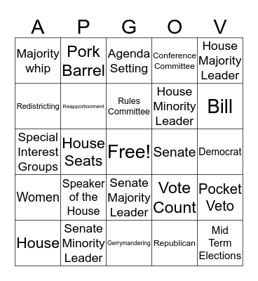 AP Gov Trabajo Bingo Card