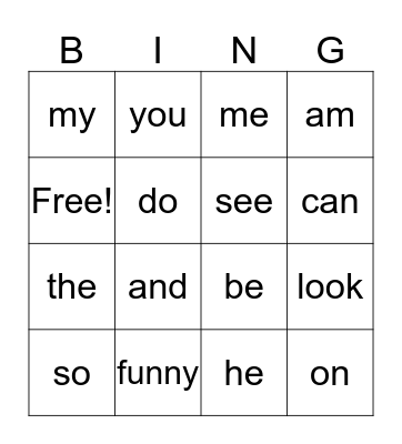 K Bingo Card
