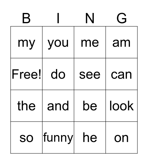 K Bingo Card